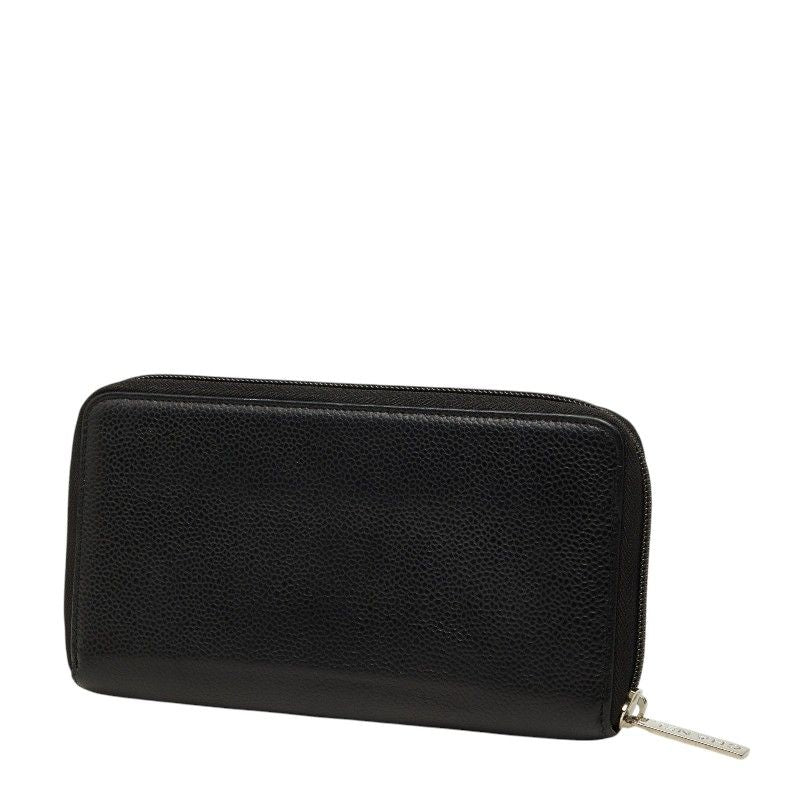 Chanel Caviar Leather Zip Around Long Wallet