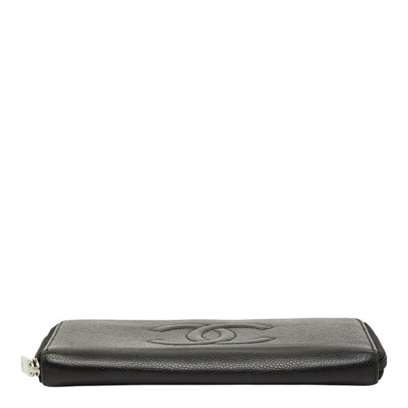 Chanel Caviar Leather Zip Around Long Wallet