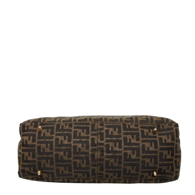 FENDI Zucca Canvas Leather Tote Bag