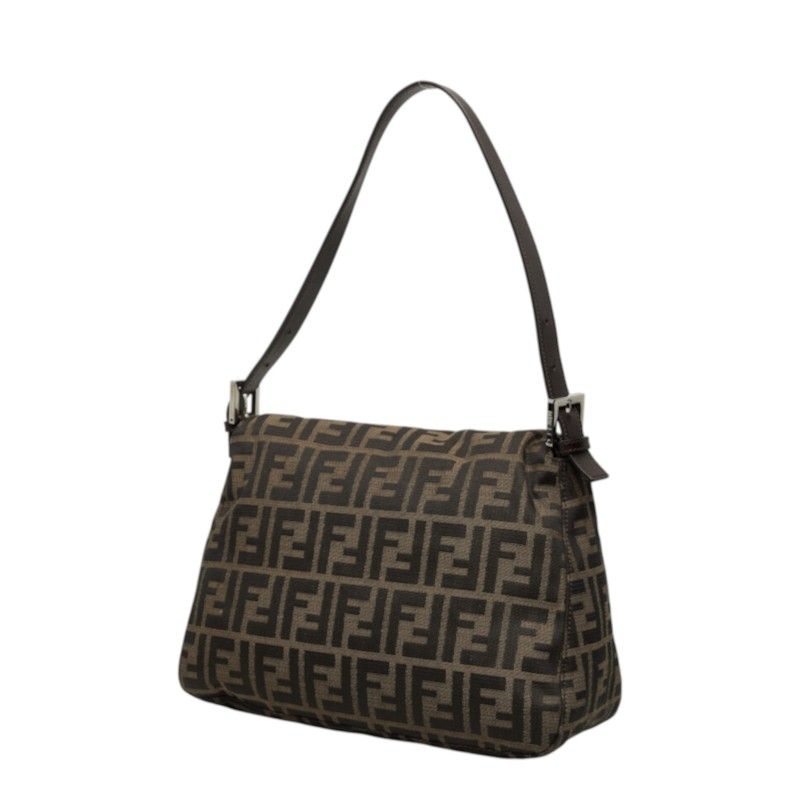 Fendi Zucca Canvas Leather Shoulder Bag