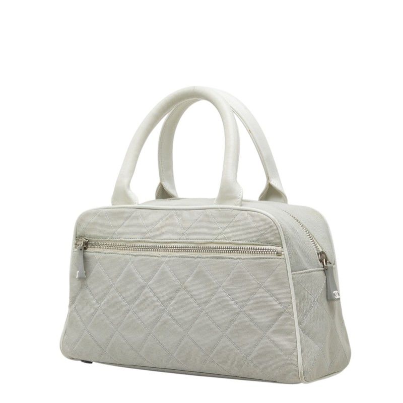 Chanel Matelasse Logo Canvas Leather Boston Bag