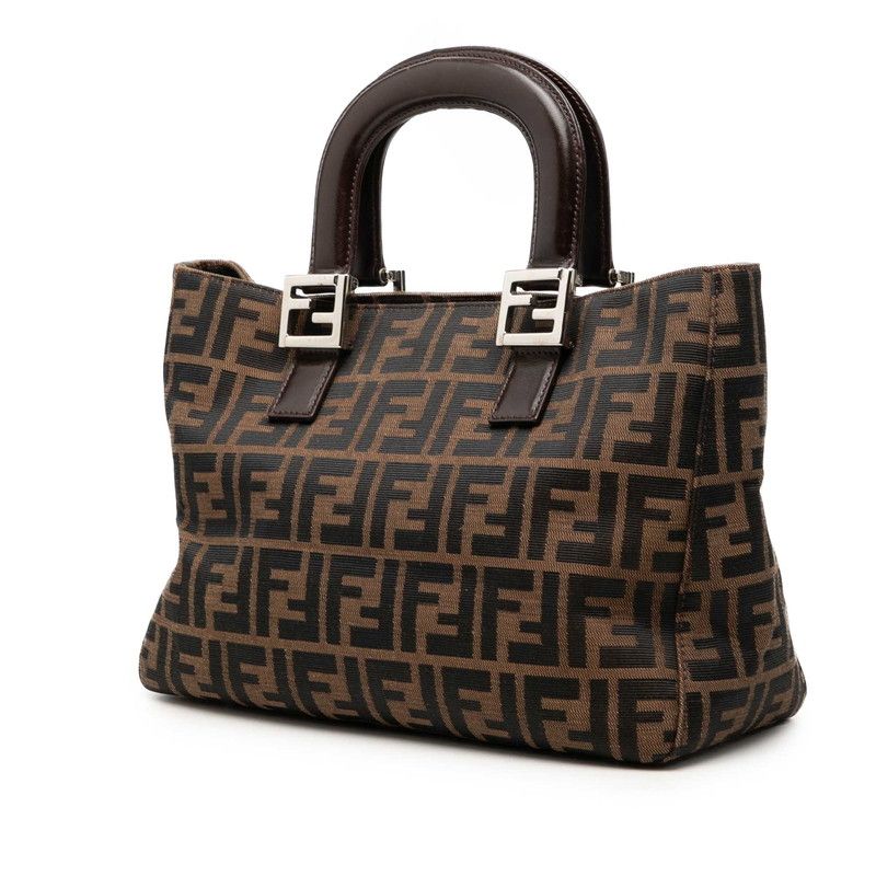 Fendi Zucca Canvas Leather Handbag