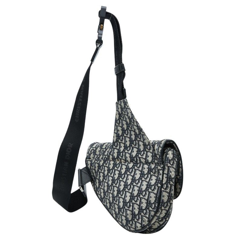 Christian Dior Oblique Saddle Canvas Leather Shoulder Bag