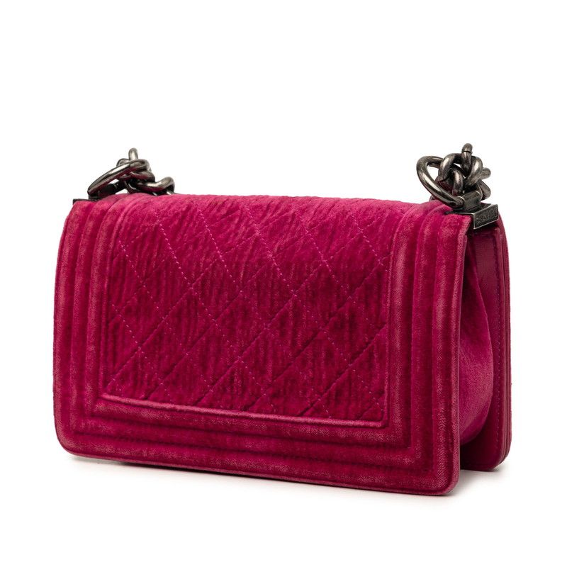 Chanel Boy Chanel Velour Leather Shoulder Bag