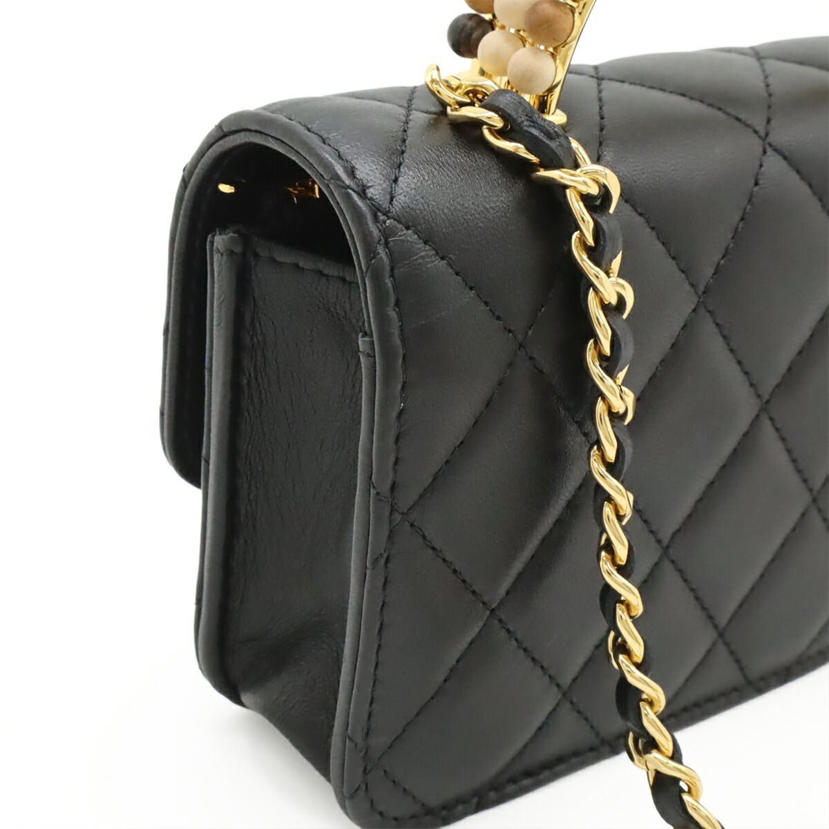 Chanel Matelasse Pearl Wood Leather 2way Bag