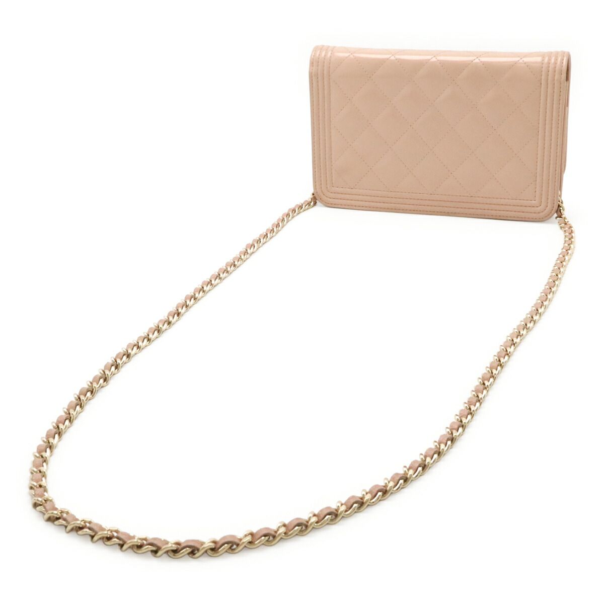 Chanel Boy Chanel Patent Leather Chain Wallet