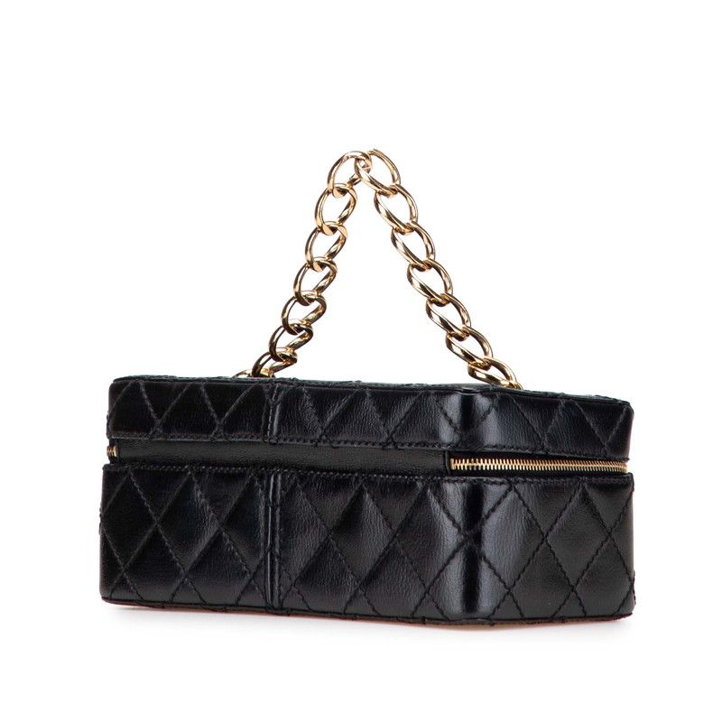 Chanel Matelasse Coco Mark Chain Leather Vanity Bag