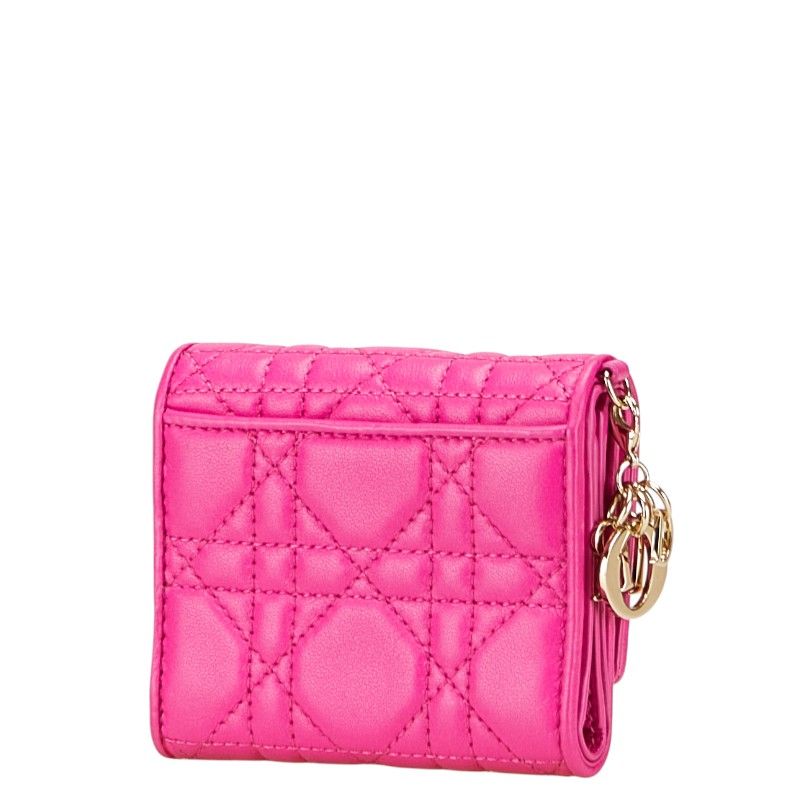 Dior Lady Dior Cannage Leather Trifold Wallet