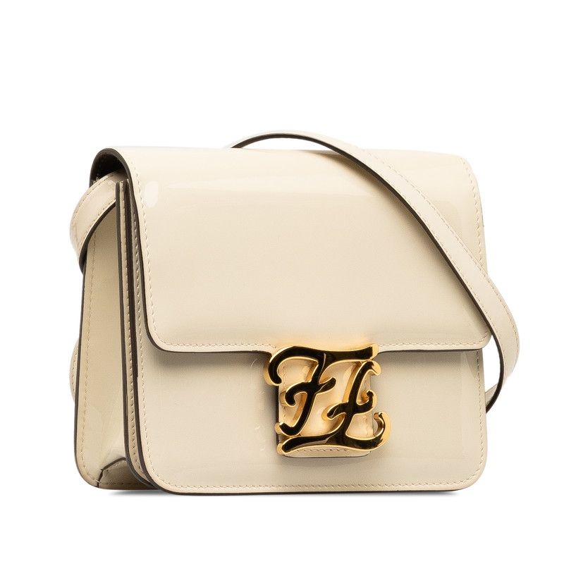 FENDI Calligraphy Patent Leather Shoulder Bag
