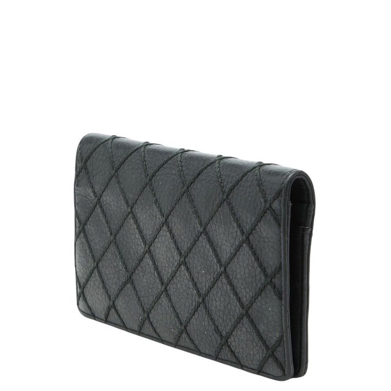 Chanel Coco Mark Wild Stitch Leather Long Wallet