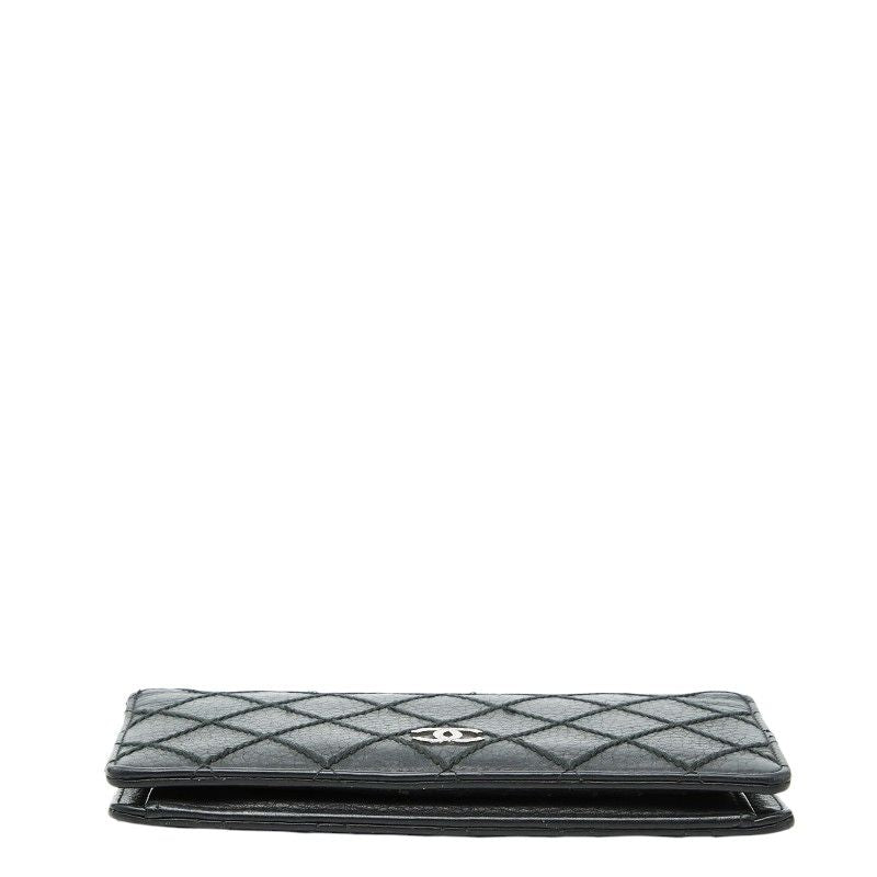 Chanel Coco Mark Wild Stitch Leather Long Wallet