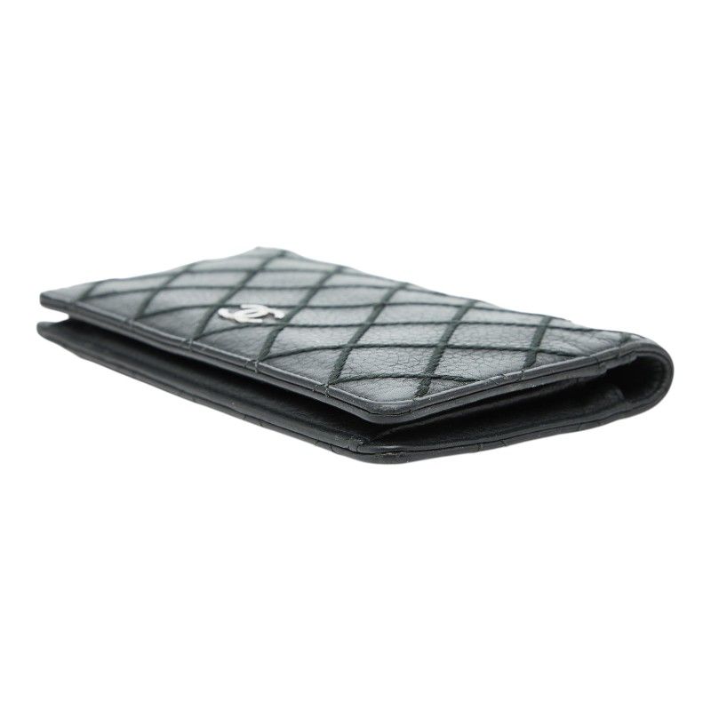 Chanel Coco Mark Wild Stitch Leather Long Wallet