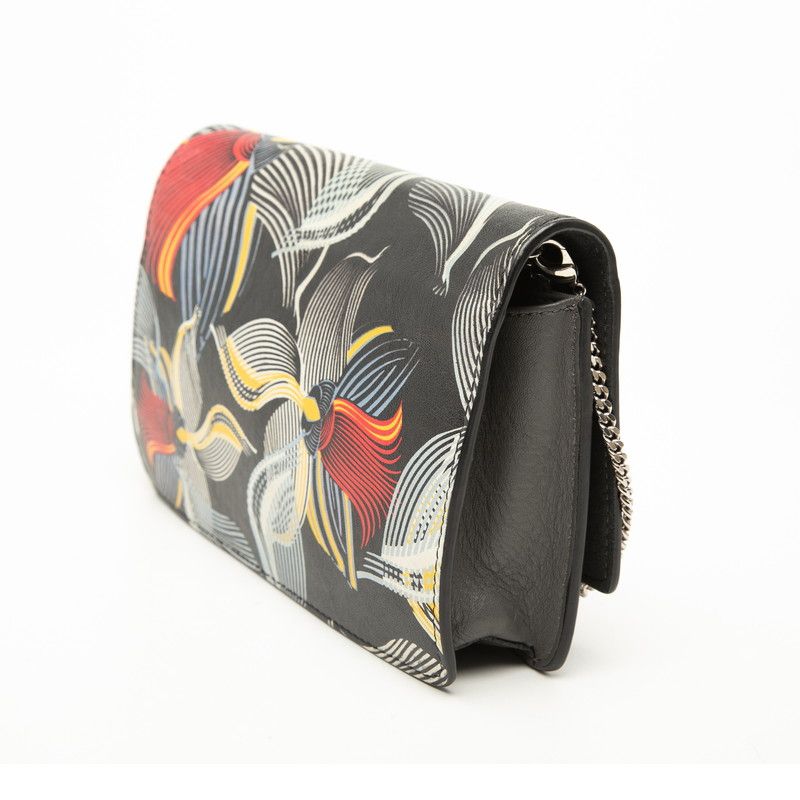 Fendi Botanical Leather Chain Wallet