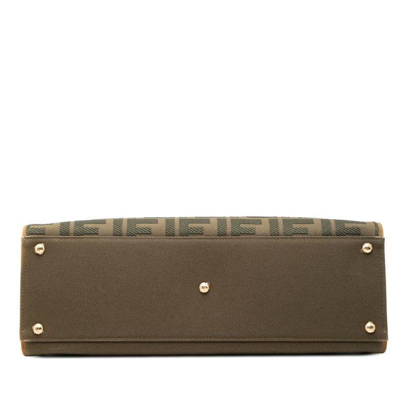 Fendi Zucca Canvas Leather Tote Bag
