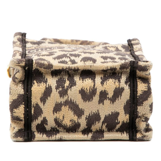 Dior Book Tote Leopard Canvas 2way Bag