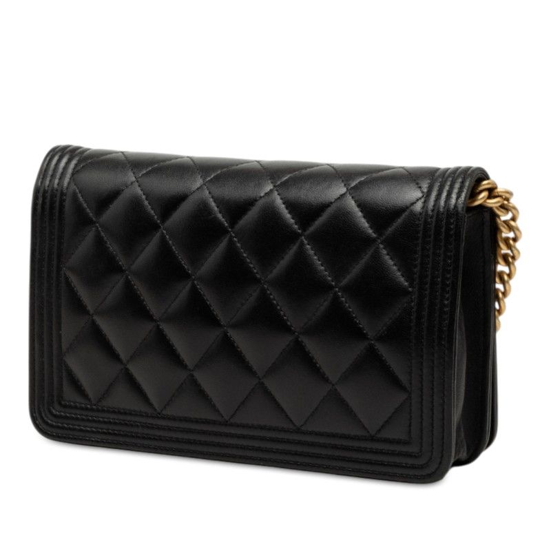 CHANEL Boy Chanel Lambskin Chain Wallet