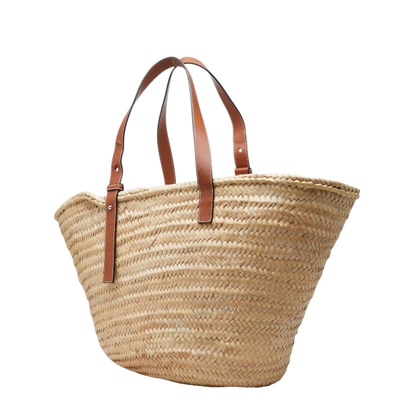 Loewe Classic Basket Raffia Leather Tote Bag