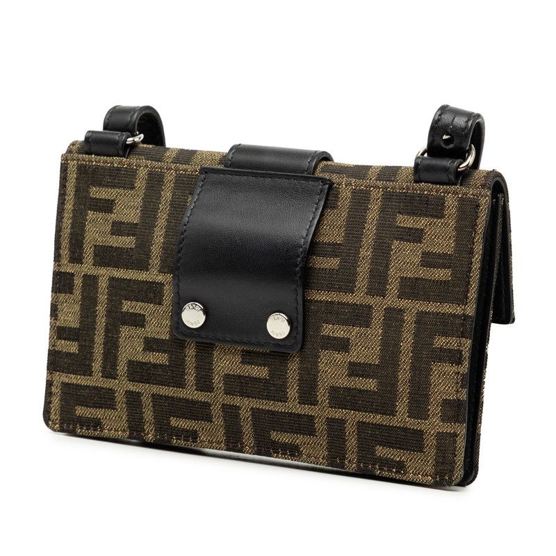 FENDI Zucca Marsupio Baguette Canvas Shoulder Bag