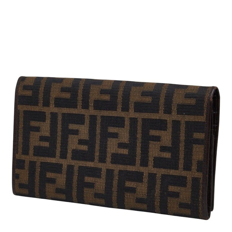 Fendi Zucca Canvas Leather Long Wallet