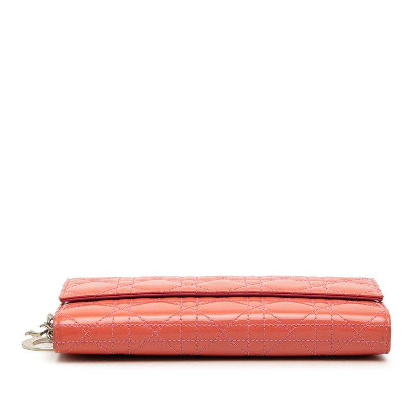 Dior Cannage Lady Dior Patent Leather Long Wallet