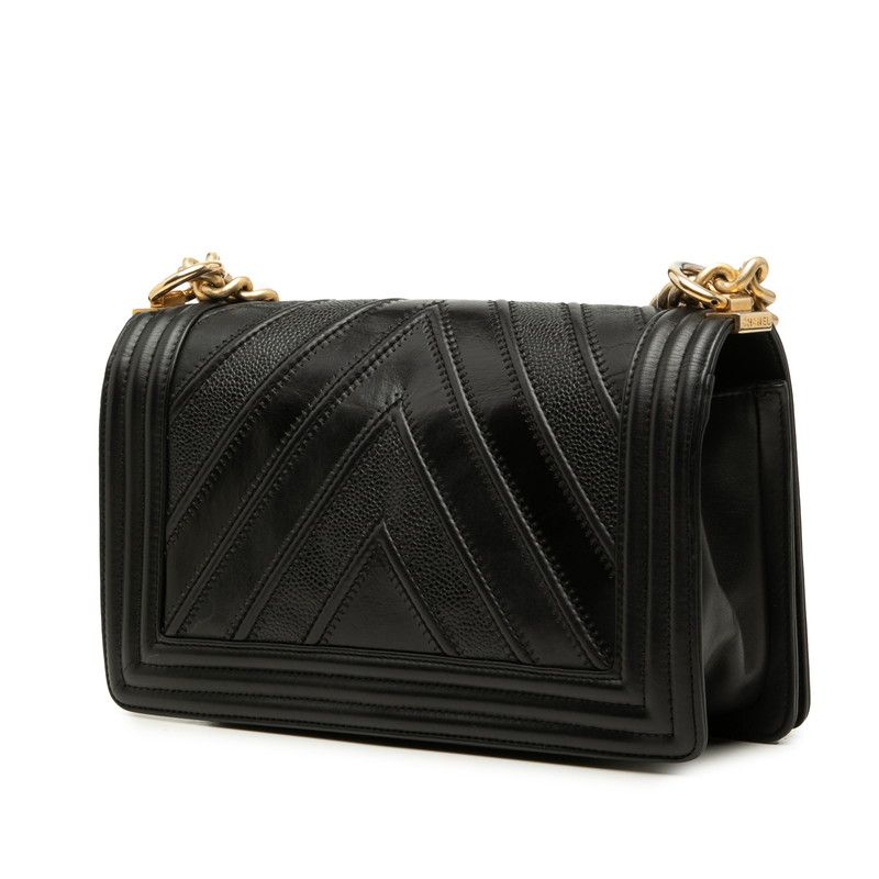 Chanel Boy Chanel Chevron Caviar Shoulder Bag