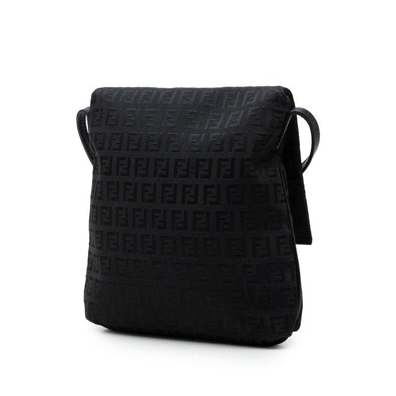 FENDI Zucchino Canvas Leather Shoulder Bag