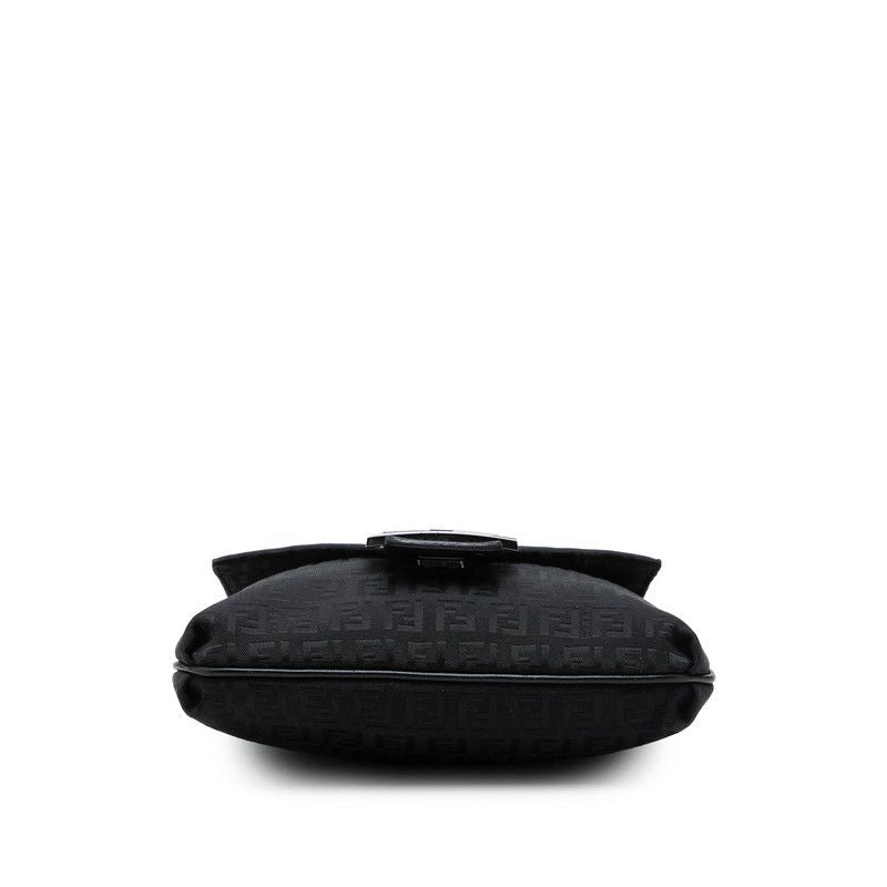 FENDI Zucchino Canvas Leather Shoulder Bag