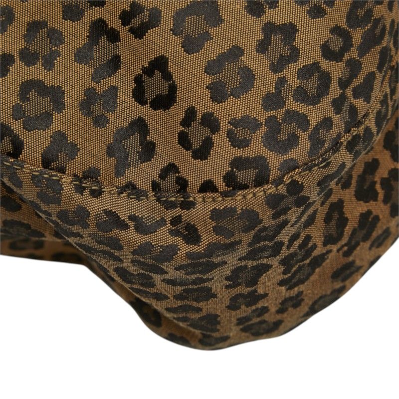 Fendi Leopard Canvas Leather Tote Bag