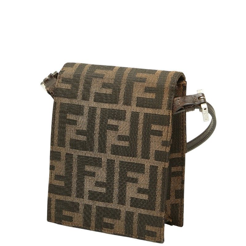 Fendi Zucca Canvas Leather Shoulder Bag