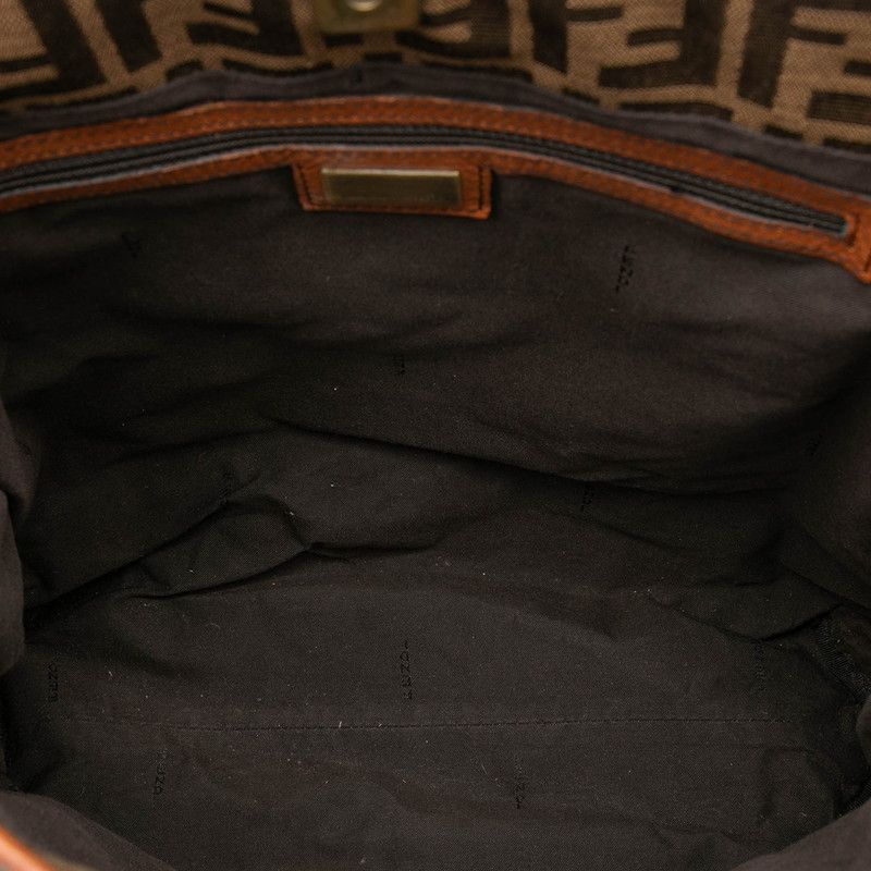 Fendi Zucca Canvas Leather Tote Bag