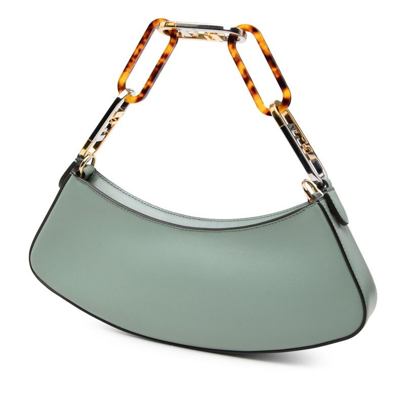 Fendi O Lock Swing Leather Shoulder Bag