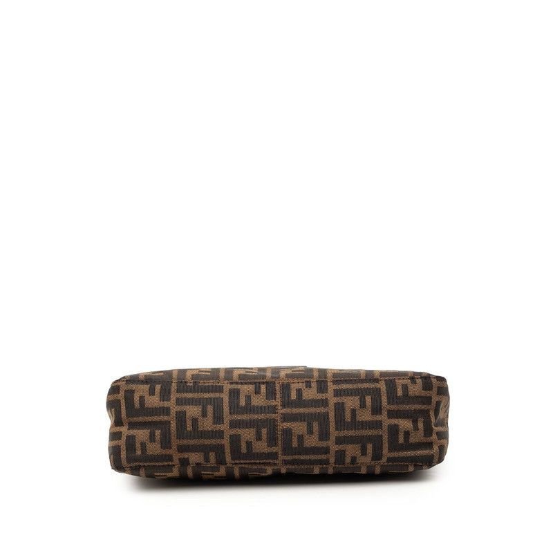 Fendi Zucca Mamma Baguette Canvas Leather Shoulder Bag
