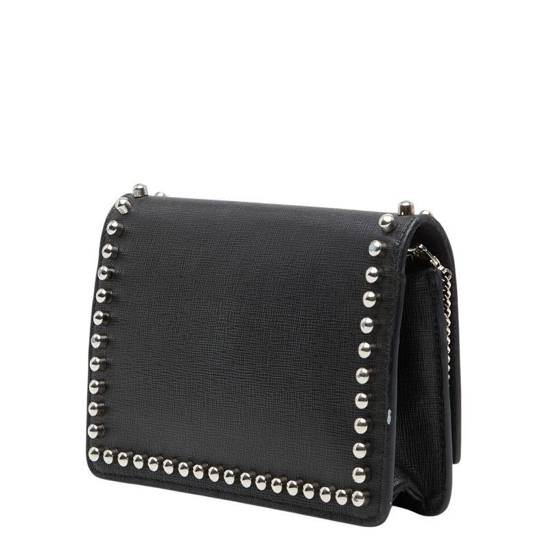 Fendi Karlito Studs Leather Fur Chain Wallet
