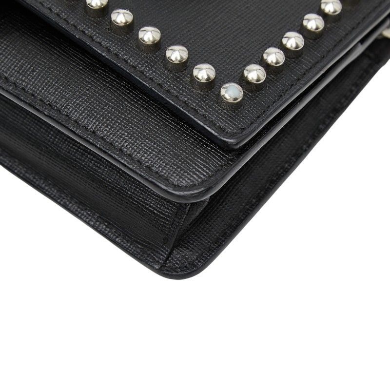 Fendi Karlito Studs Leather Fur Chain Wallet
