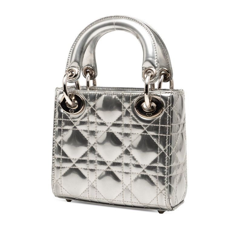 Dior Cannage Patent Leather Fur 2way Bag