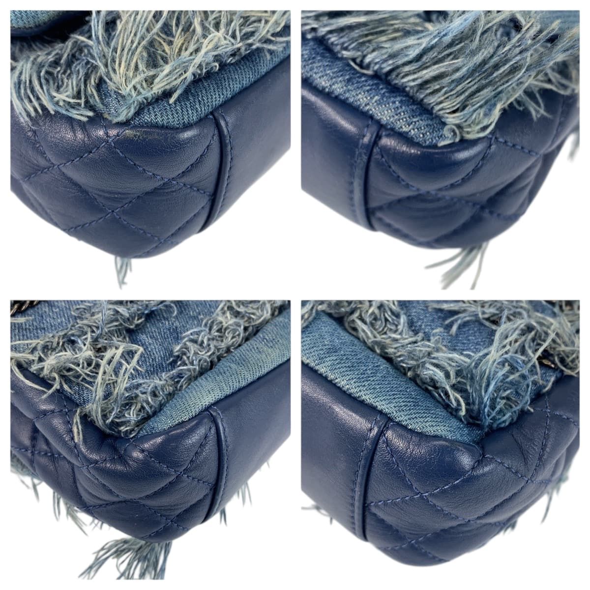 Chanel Coco Mark Turnlock Denim Leather Chain Shoulder Bag