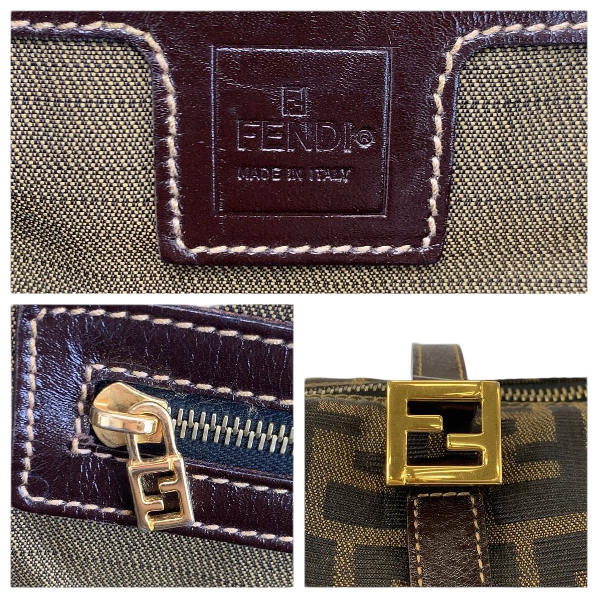 Fendi Zucca Canvas Leather 2way Bag