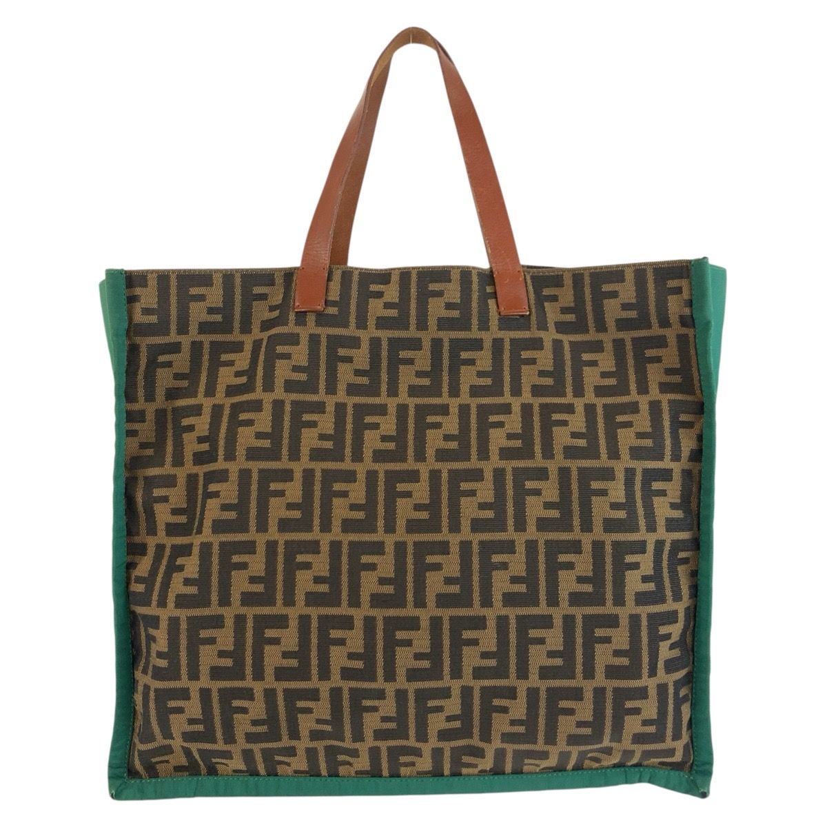 Fendi Zucca Canvas Leather Tote Bag