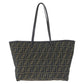 Fendi Zucchino Canvas Leather Tote Bag