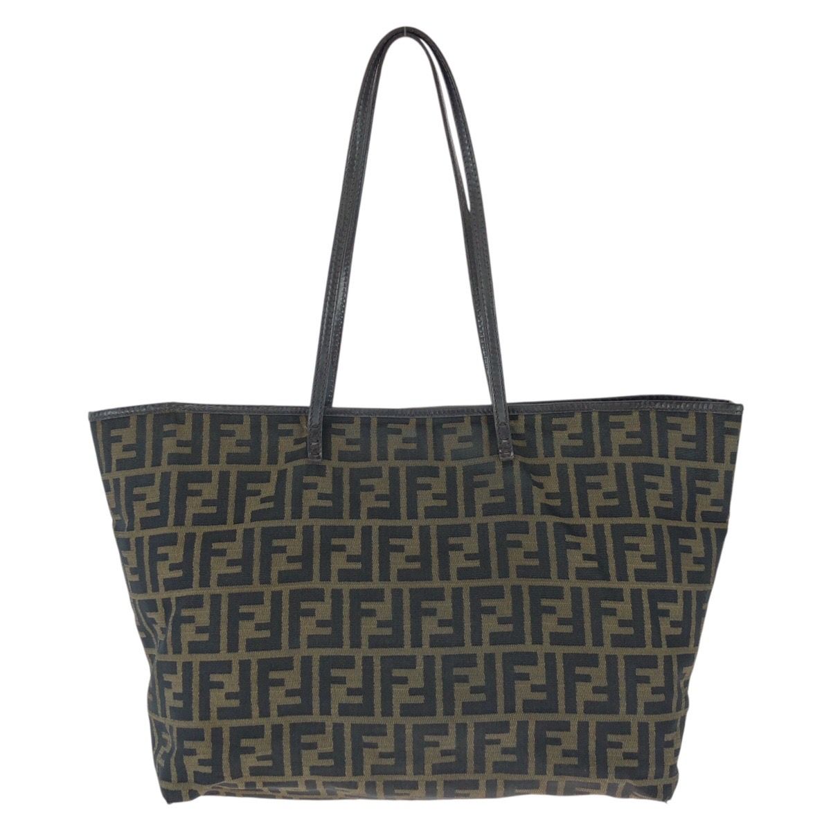 Fendi Zucchino Canvas Leather Tote Bag