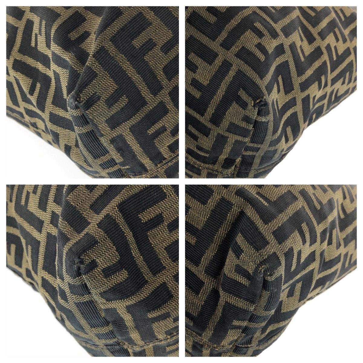 Fendi Zucchino Canvas Leather Tote Bag
