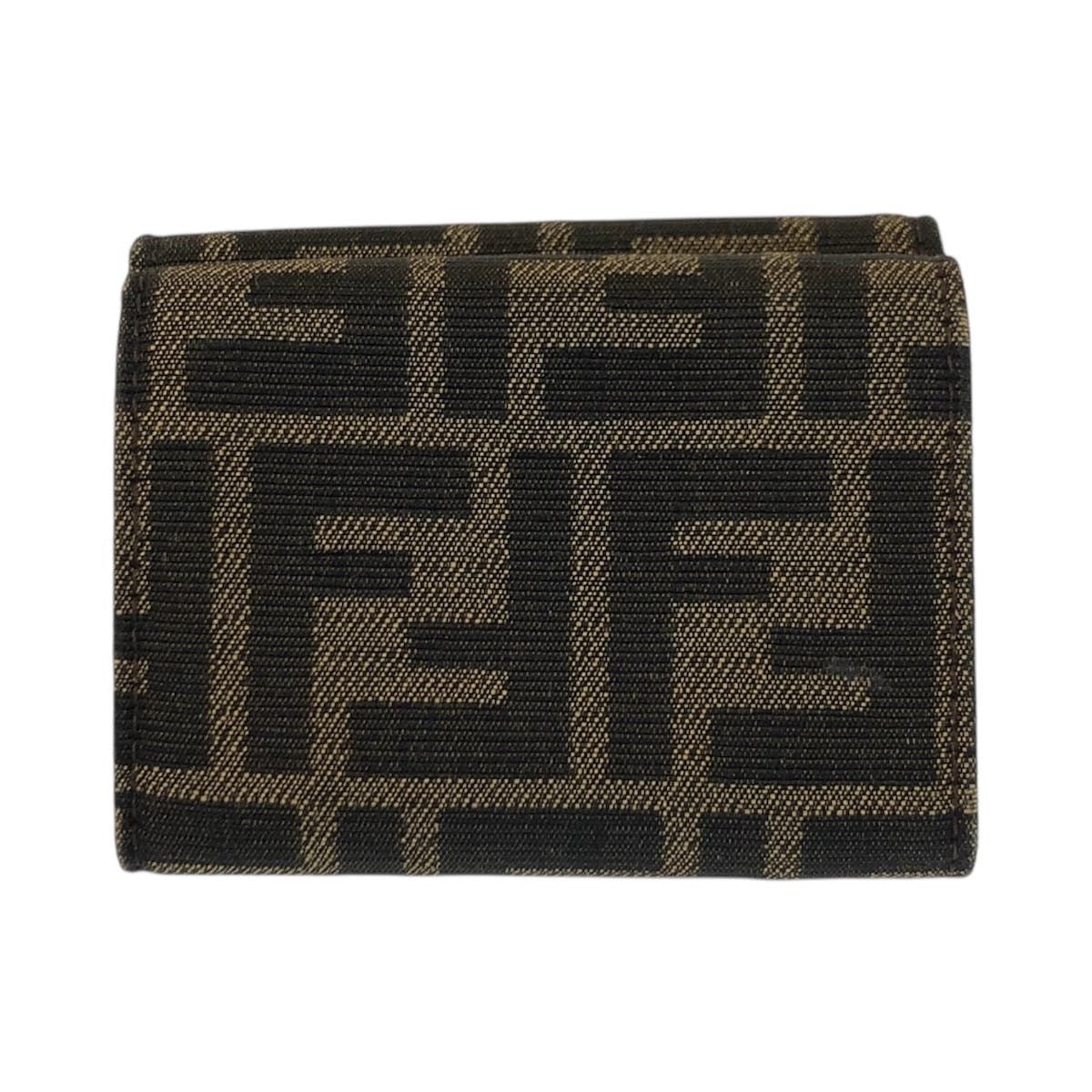 Fendi Baguette Micro Zucca Canvas Leather Wallet
