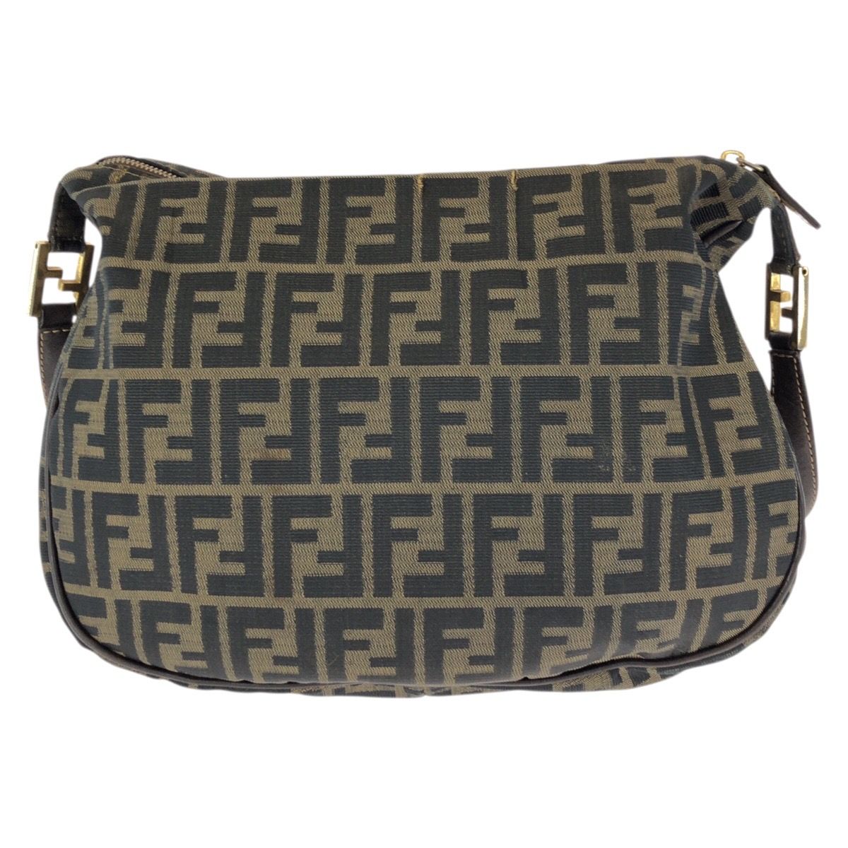 Fendi Zucca Canvas Leather Shoulder Bag