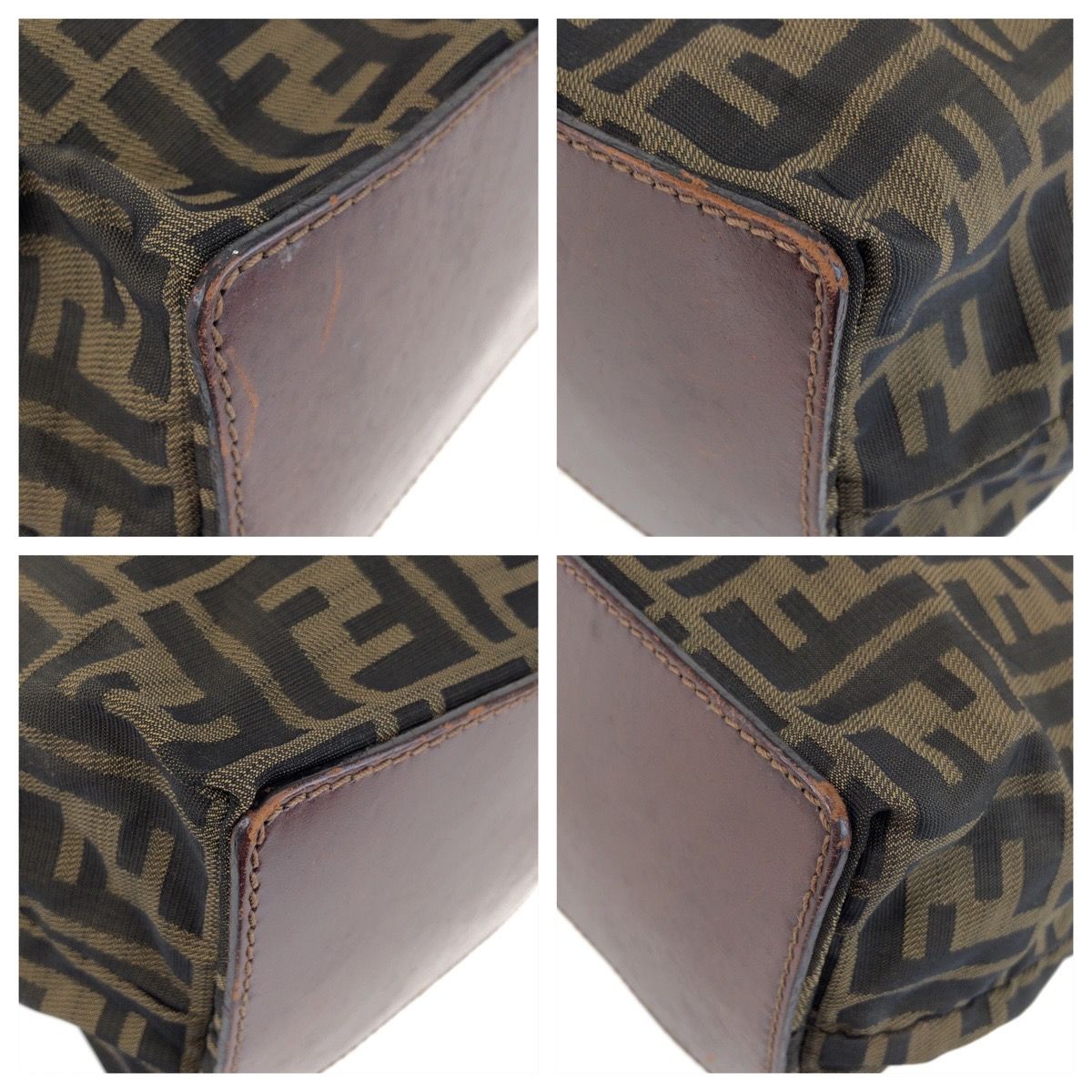 Fendi Zucca Canvas Leather Tote Bag