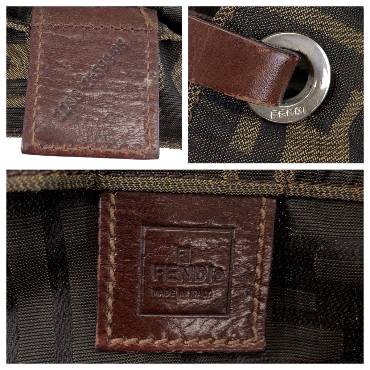Fendi Zucca Canvas Leather Tote Bag