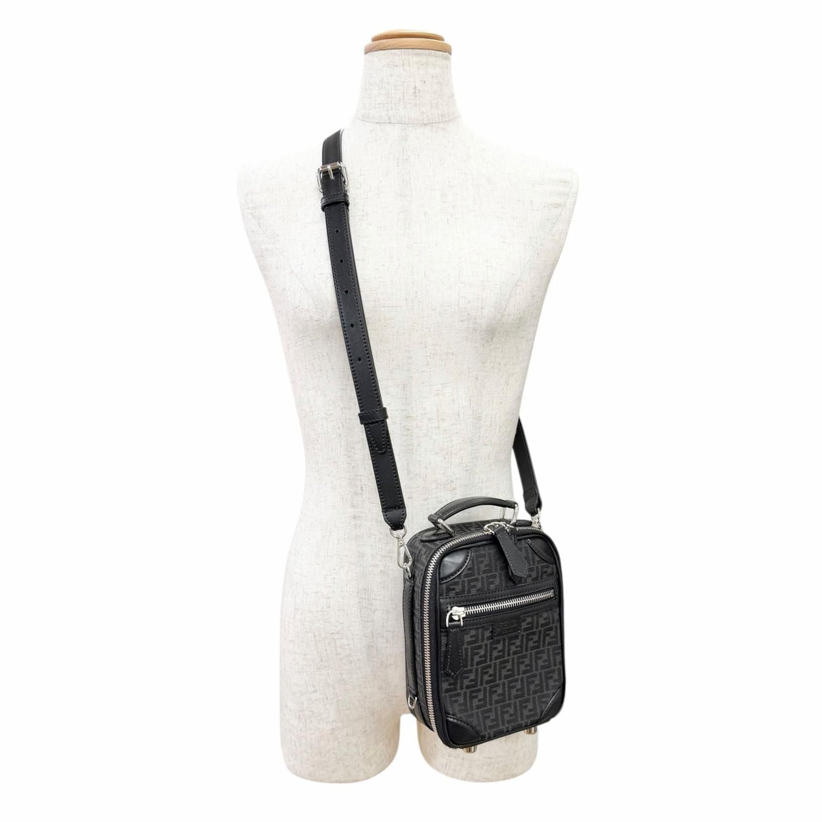 Fendi Micro FF Jacquard Leather Shoulder Bag