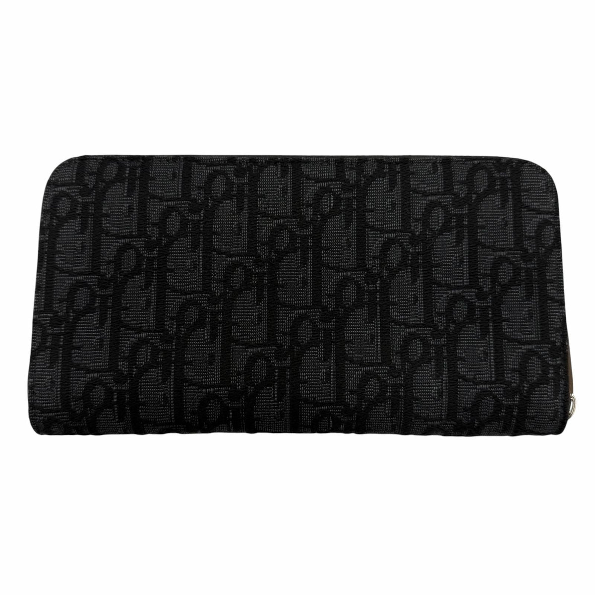 Dior Oblique Jacquard Leather Fabric Zip Long Wallet