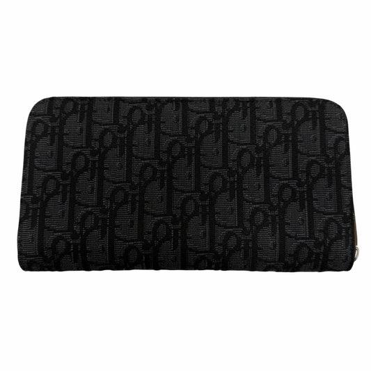 Dior Oblique Jacquard Leather Fabric Zip Long Wallet