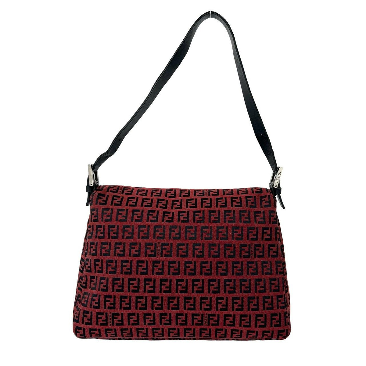 Fendi Mamma Baguette Canvas Leather Shoulder Bag