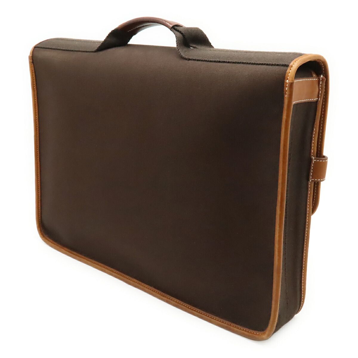 Hermes Buenaventura MM Toile Officier Leather Briefcase